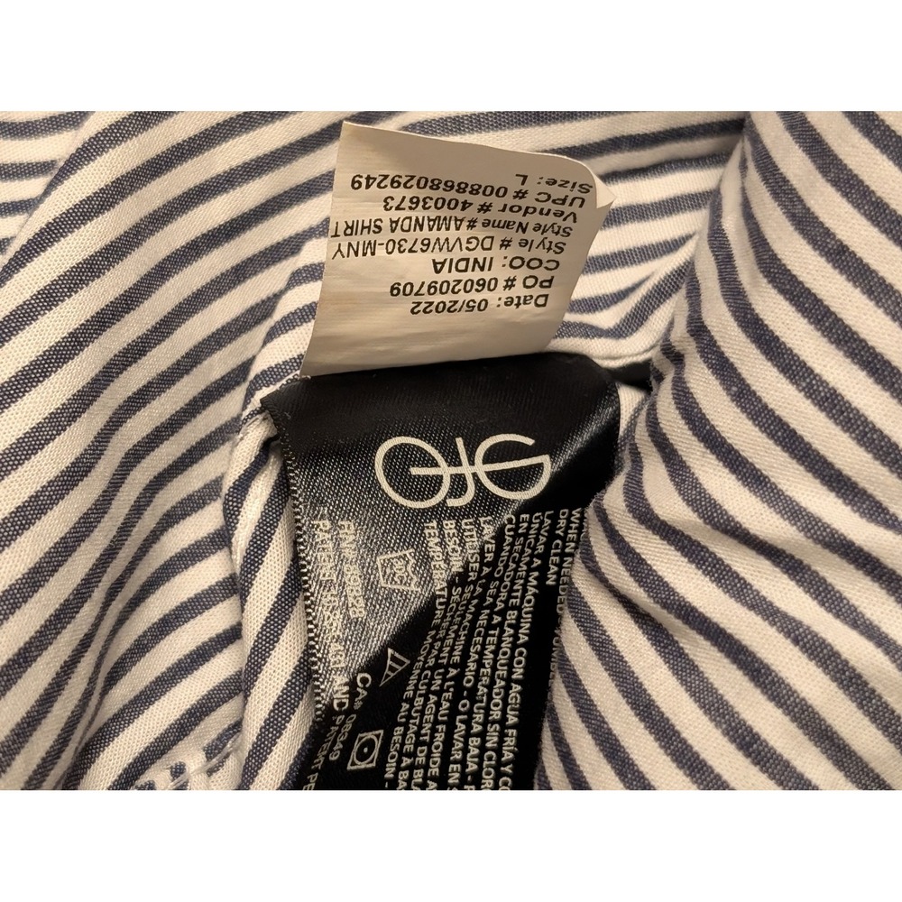Gloria Vanderbilt Amanda Shirt Womens Large Blue White Striped Button Down Cottn - Picture 4 of 6